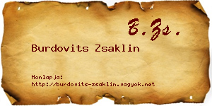 Burdovits Zsaklin névjegykártya